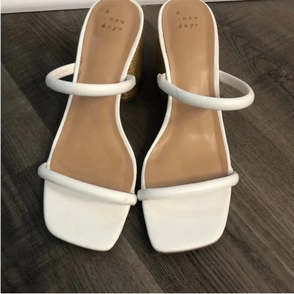 A new day Miley heel white strap sandals block heel - Picture 2 of 6